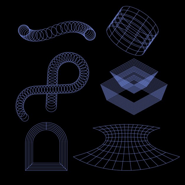 Elemento de malla 3D retro futurista