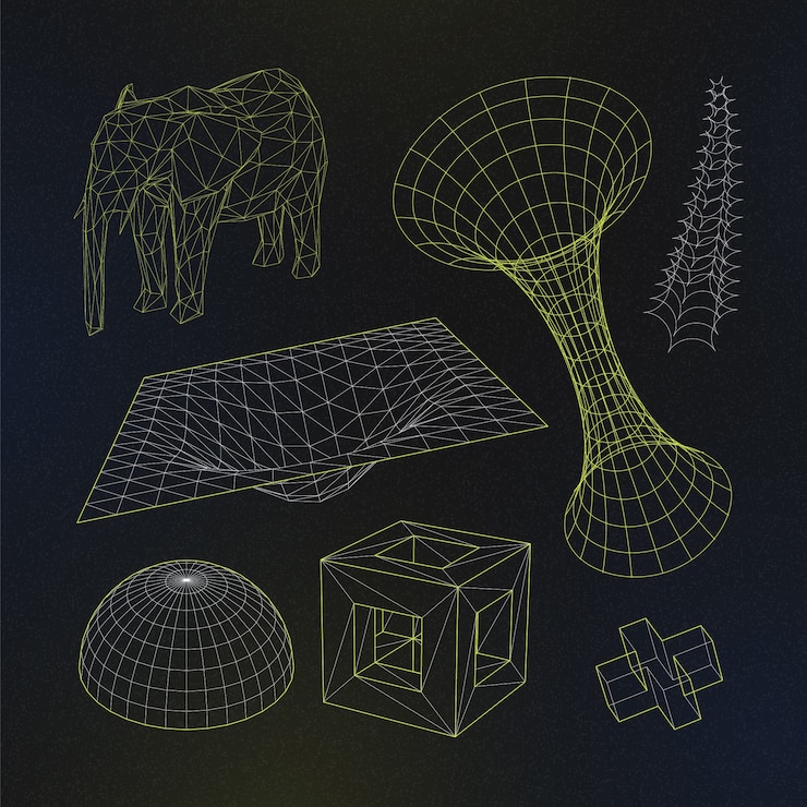 Vector gratuito elemento de malla 3d retrófuturista