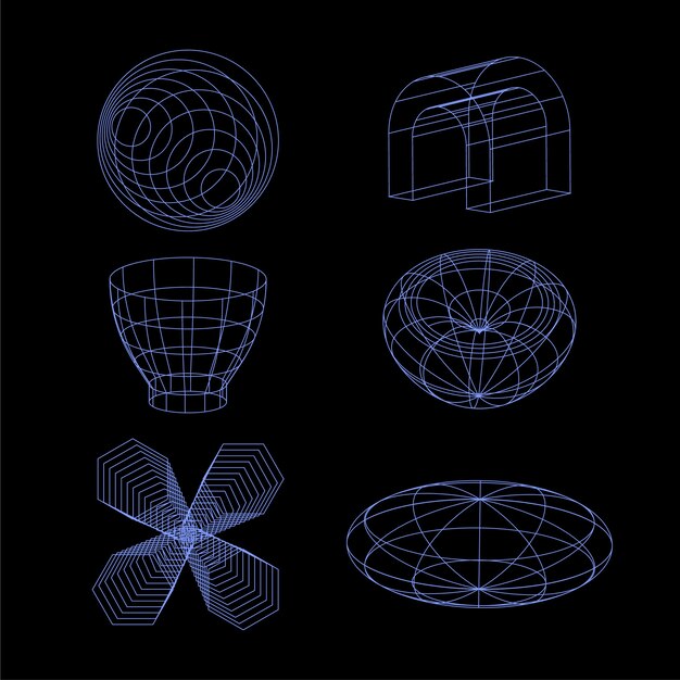 Elemento de malla 3D retrófuturista