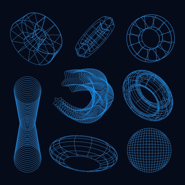 Elemento de malla 3D retrófuturista