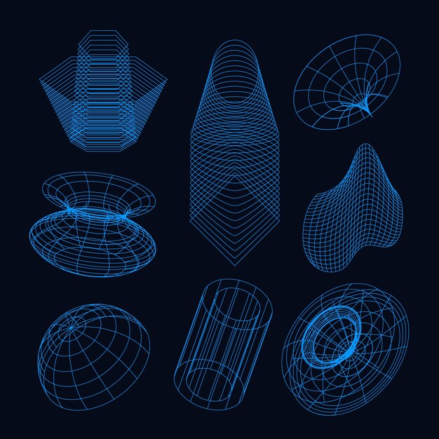 Elemento de malla 3D retrófuturista