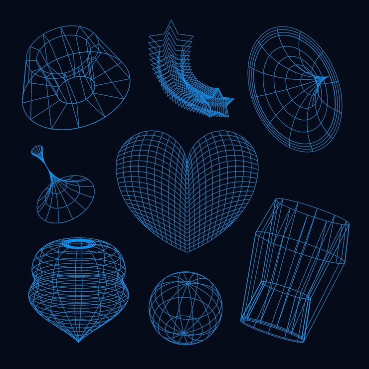 Vector gratuito elemento de malla 3d retrófuturista