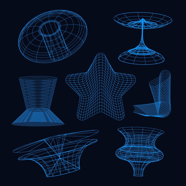 Elemento de malla 3D retrófuturista