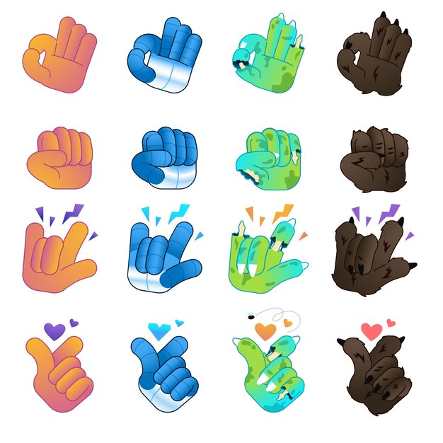 Elemento de manos emoji degradado