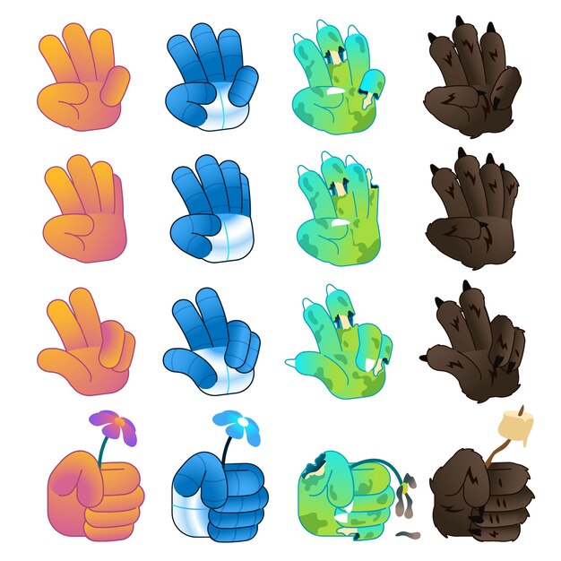Elemento de manos emoji degradado