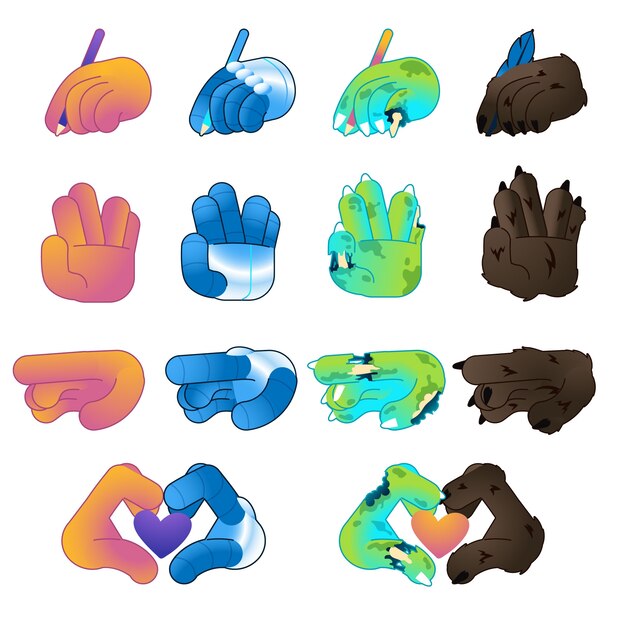 Elemento de manos emoji degradado