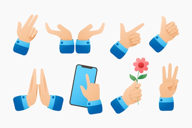 Elemento de manos emoji degradado