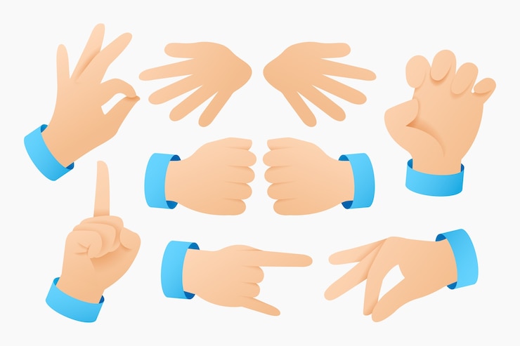 Vector gratuito elemento de manos emoji degradado
