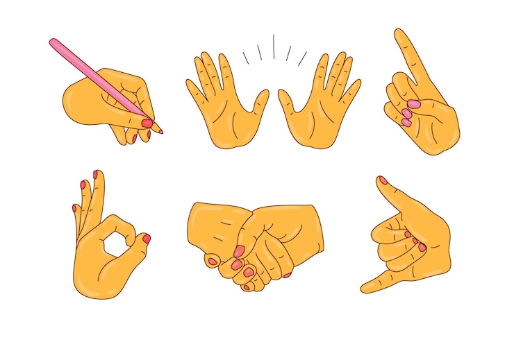 Vector gratuito elemento de manos emoji dibujado a mano
