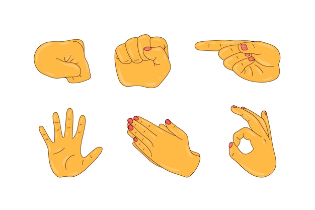 Elemento de manos emoji dibujado a mano