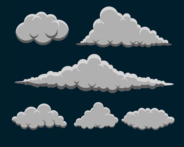 Elemento de nubes esponjosas de estilo cómico en conjunto