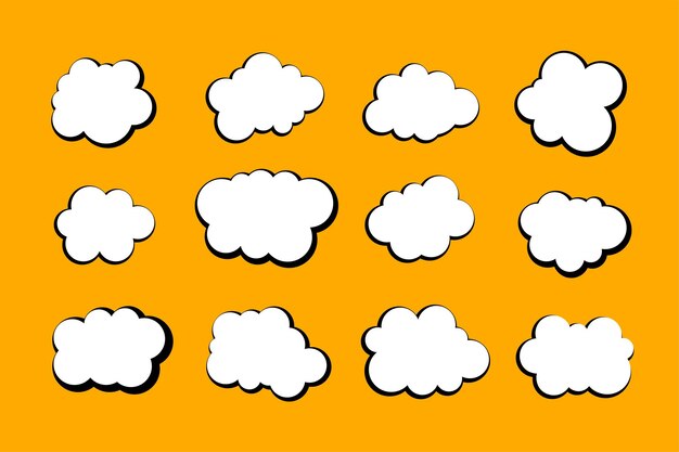 Elemento de nubes lindas de estilo cómico en conjunto