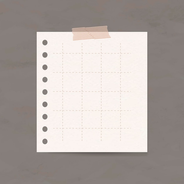Elemento de papel de cuadrícula de vector de nota digital