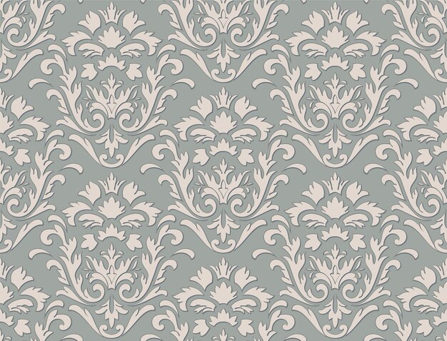 Elemento de patrón sin costuras de damasco Vector clásico de lujo antiguo adorno de damasco real victoriano textura sin costuras para fondos de pantalla envoltura textil Plantilla barroca floral exquisita vintage