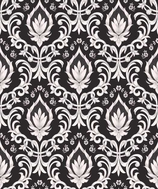 Elemento de patrón sin costuras de damasco vector clásico de lujo antiguo adorno de damasco real victoriano textura sin costuras para fondos de pantalla envoltura textil plantilla barroca floral exquisita vintage