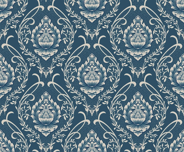 Vector gratuito elemento de patrón sin costuras de damasco vector clásico de lujo antiguo adorno de damasco real victoriano textura sin costuras para fondos de pantalla envoltura textil plantilla barroca floral exquisita vintage