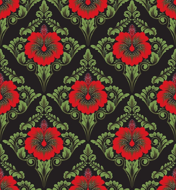 Vector gratuito elemento de patrón sin costuras de damasco vector clásico de lujo antiguo adorno de damasco real victoriano textura sin costuras para fondos de pantalla envoltura textil plantilla barroca floral exquisita vintage