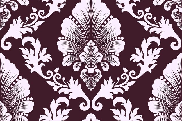 Elemento de patrón sin costuras de Damasco vectorial. Adorno de damasco antiguo de lujo clásico, textura victoriana real sin fisuras para papeles pintados, textiles, envoltura. Exquisita plantilla barroca floral.