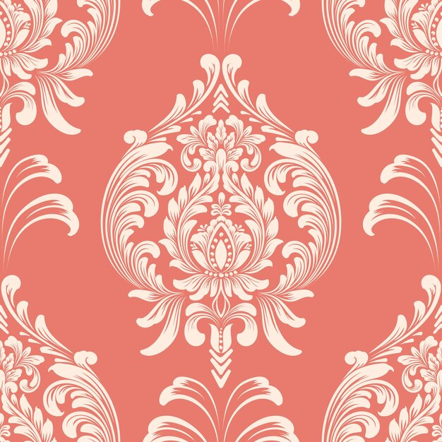 Elemento de patrón sin costuras de damasco vectorial Lujo clásico Adorno de damasco anticuado Textura transparente victoriana real para fondos de pantalla Envoltura textil Exquisita plantilla barroca floral
