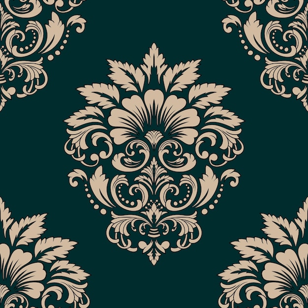 Elemento de patrón sin costuras de damasco vectorial lujo clásico adorno de damasco pasado de moda textura transparente victoriana real para fondos de pantalla envoltura textil exquisita plantilla barroca floral