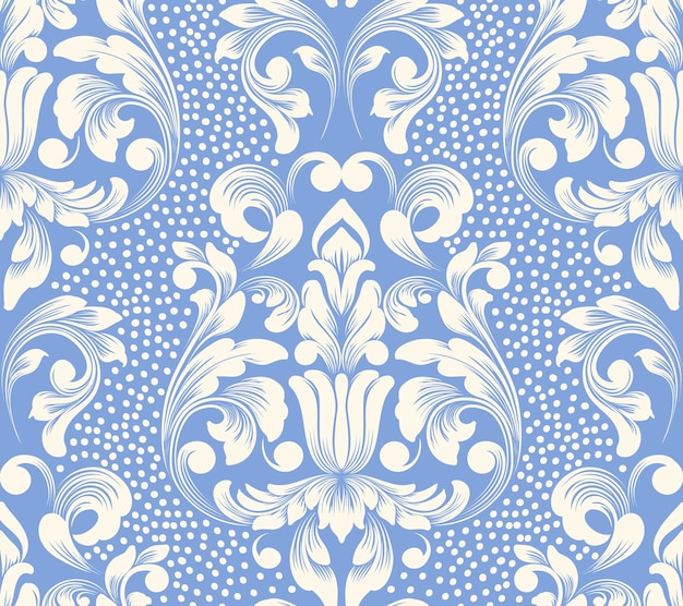 Vector gratuito elemento de patrón transparente damasco de vector. adorno de damasco antiguo de lujo clásico, textura perfecta victoriana real para fondos de pantalla, textiles, envoltura. exquisita plantilla barroca floral.