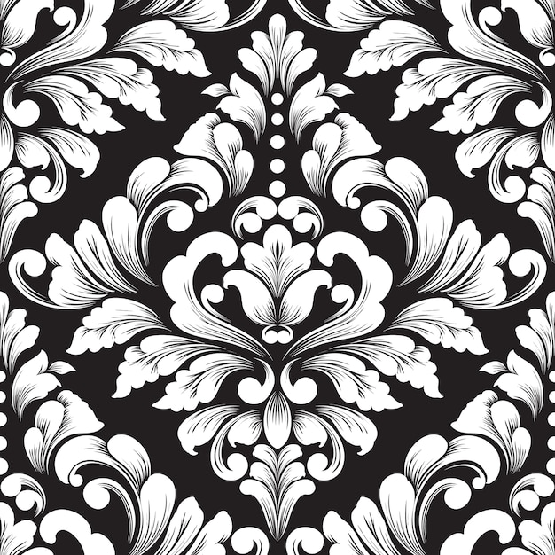 Vector gratuito elemento de patrón transparente damasco de vector. adorno de damasco antiguo de lujo clásico, textura perfecta victoriana real para fondos de pantalla, textiles, envoltura. exquisita plantilla barroca floral.