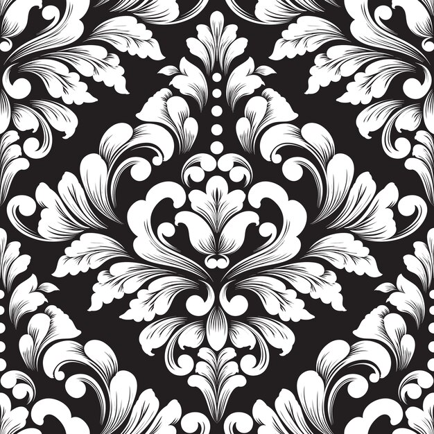 Elemento de patrón transparente Damasco de vector. Adorno de damasco antiguo de lujo clásico, textura perfecta victoriana real para fondos de pantalla, textiles, envoltura. Exquisita plantilla barroca floral.