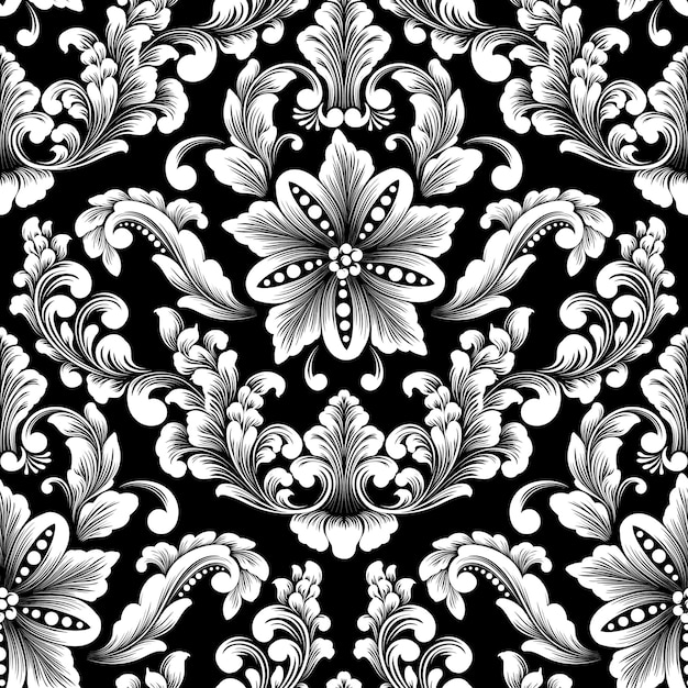 Elemento de patrón transparente Damasco de vector.