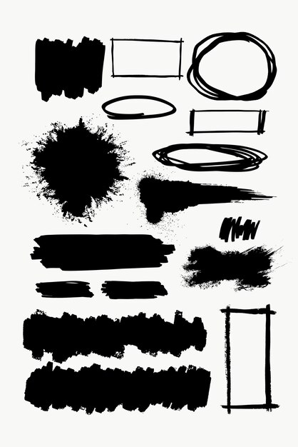 Elemento de pincel en vector negro sobre colección de fondo blanco
