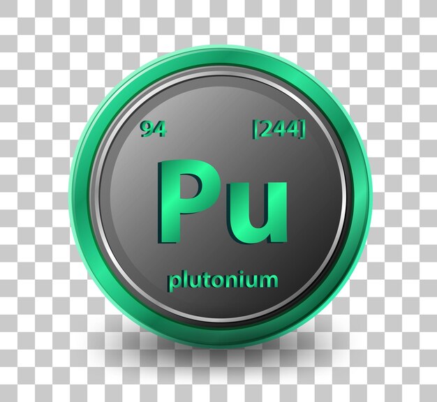 Elemento químico plutonio. Símbolo químico con número atómico y masa atómica.