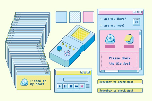 Elemento de ventanas de computadora retro dibujado a mano