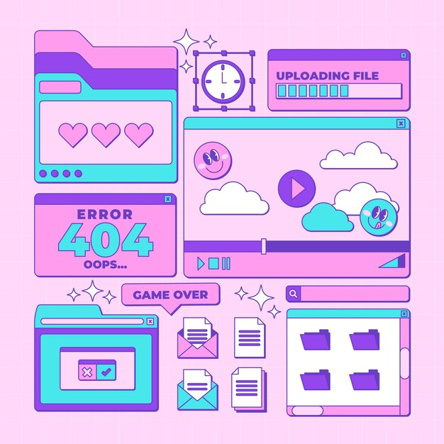 Elemento de ventanas de computadora retro dibujado a mano