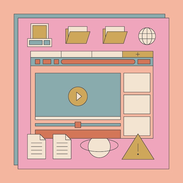 Elemento de ventanas de computadora retro dibujado a mano