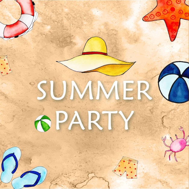 Vector gratuito elemento de verano marrón amarillo fondo colorido diseño de redes sociales banner vector libre