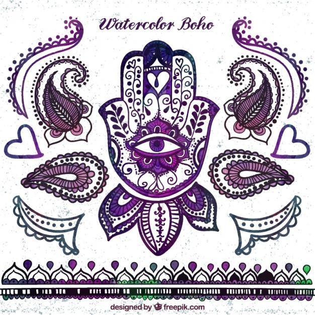 Vector gratuito elementos de acuarela pintados a mano de estilo boho