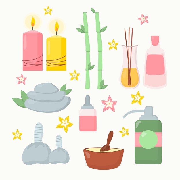 Elementos de aromaterapia dibujados a mano