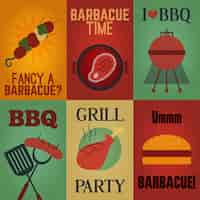 Vector gratuito elementos de barbacoa vintage en estilo plano