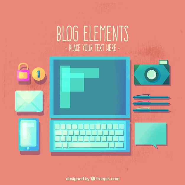 Elementos de blog en diseño plano