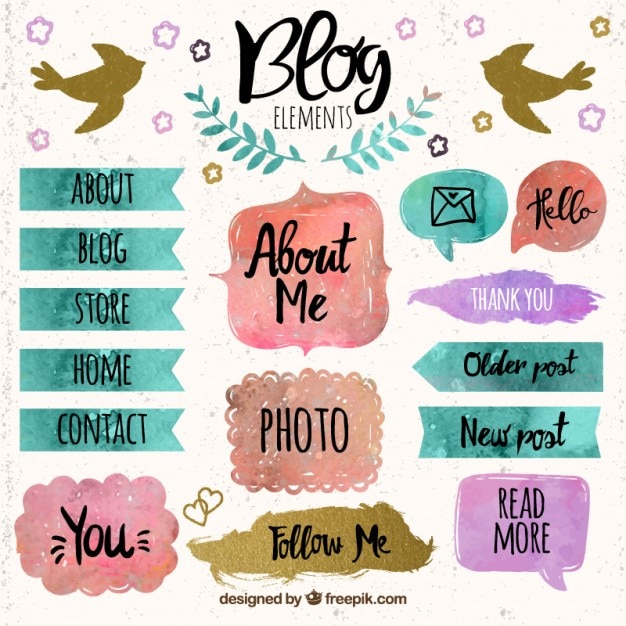 Vector gratuito elementos para blog con manchas de pintura