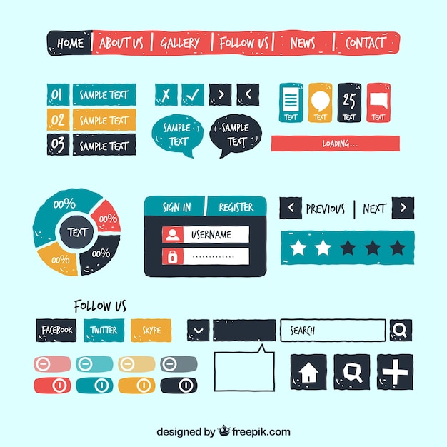Vector gratuito elementos de bocetos de la colección página web