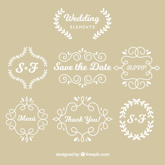 Vector gratuito elementos de boda con estilo vintage