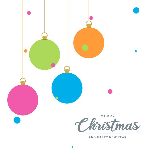 Elementos de bola decorativos de feliz navidad plana colgando Ilustración de fondo de vector