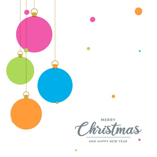 Elementos de bola decorativos de feliz navidad plana colgando Ilustración de fondo de vector