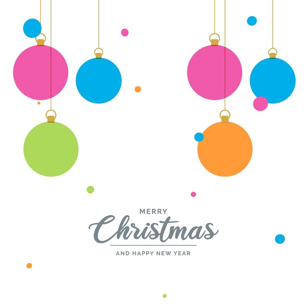Elementos de bola decorativos de feliz navidad plana colgando Ilustración de fondo de vector