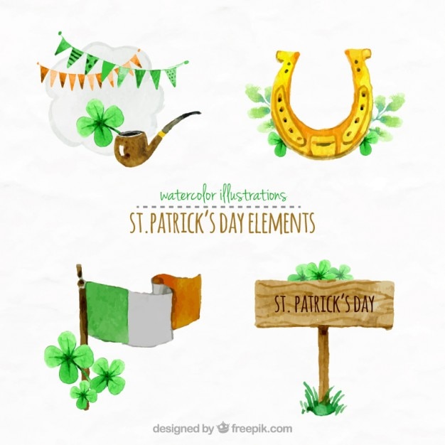 Vector gratuito elementos bonitos pintados a mano del día de san patrick