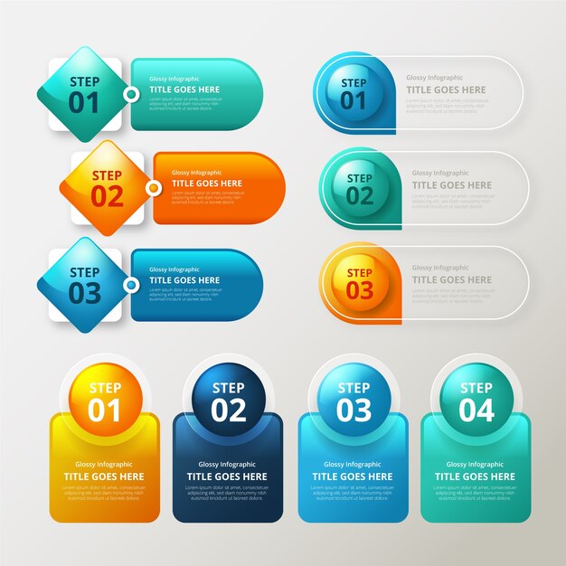 Elementos brillantes realistas de infografía