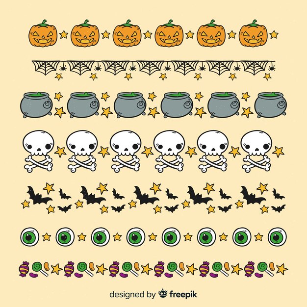 Elementos de brujería para la colección de la frontera de halloween