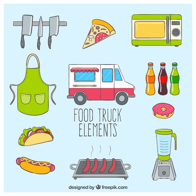 Elementos de los camiones de comida