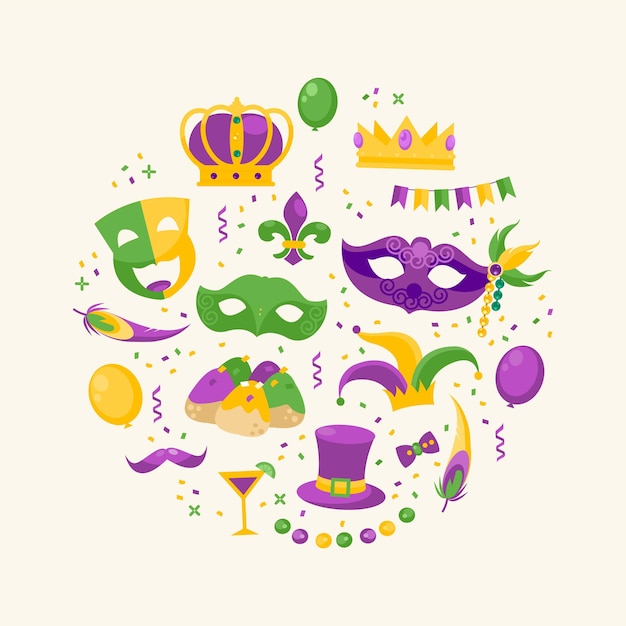 Vector gratuito elementos de carnaval feliz