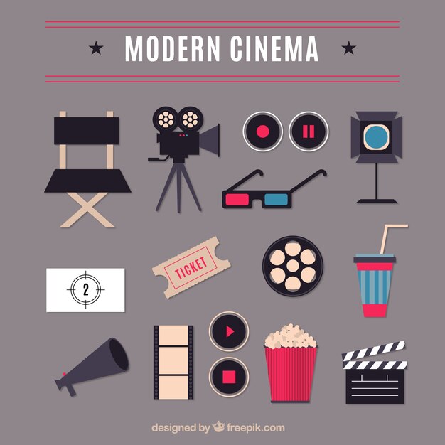 elementos de cine modernas planas
